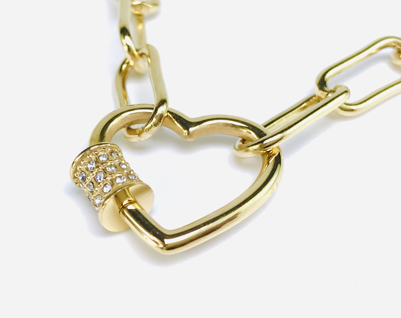 Bracelet Pour Charms Fermoir Cadenas Cœur Or Jaune 9k - Taille Enfant 15,2 Cm, Neuf Avec étiquettes