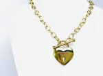Collier pendentif coeur or fermoir en t