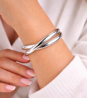 bracelet jonc anneaux gravés en argent personnalisé​